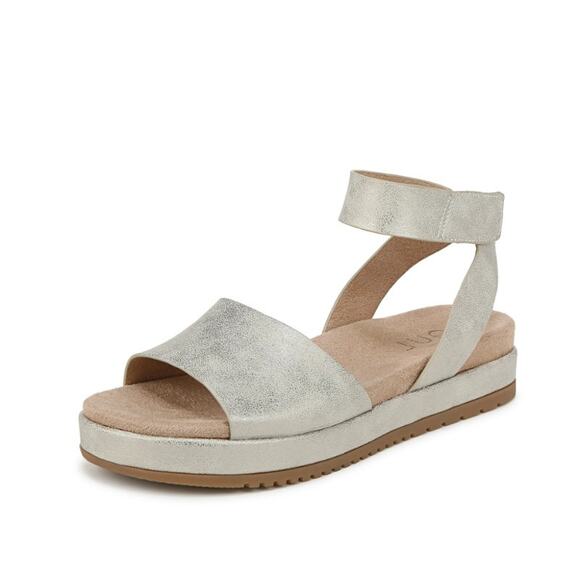SOUL NATURALIZER Womens Deara Platform Flat Sandals 9 M Light Gold Leather NIB - Picture 1 of 12